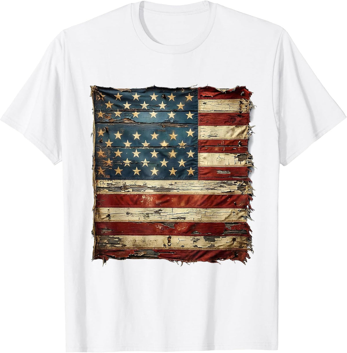 Men's American Flag Bald Eagle Arm Wrestling Graphic T-Shirt - White