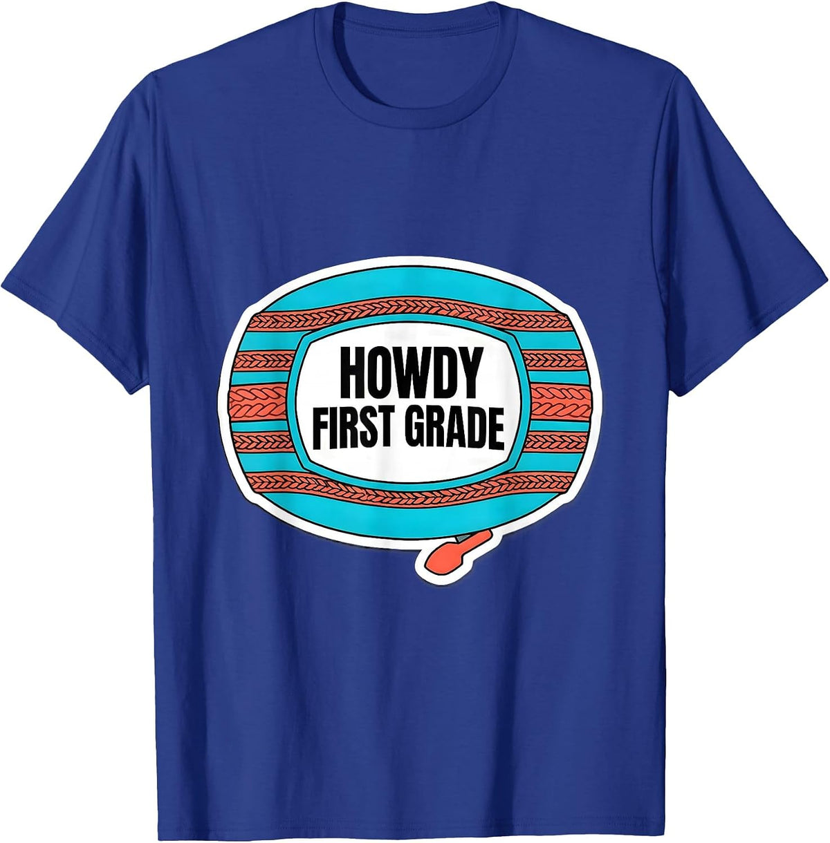 Men's Howdy First Grade Western Cowboy Teacher Back To School T-Shirt - Royal Blue