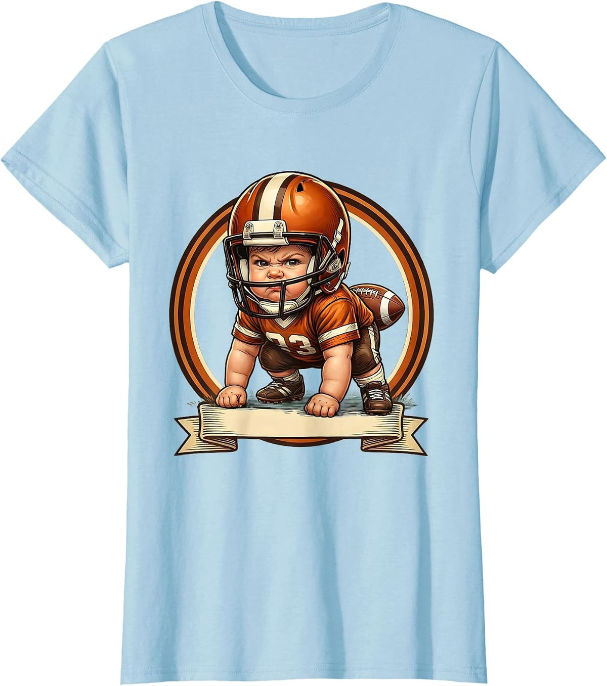 Women's Toddler Lineman Three-Point Stance Football T-Shirt - Baby Blue