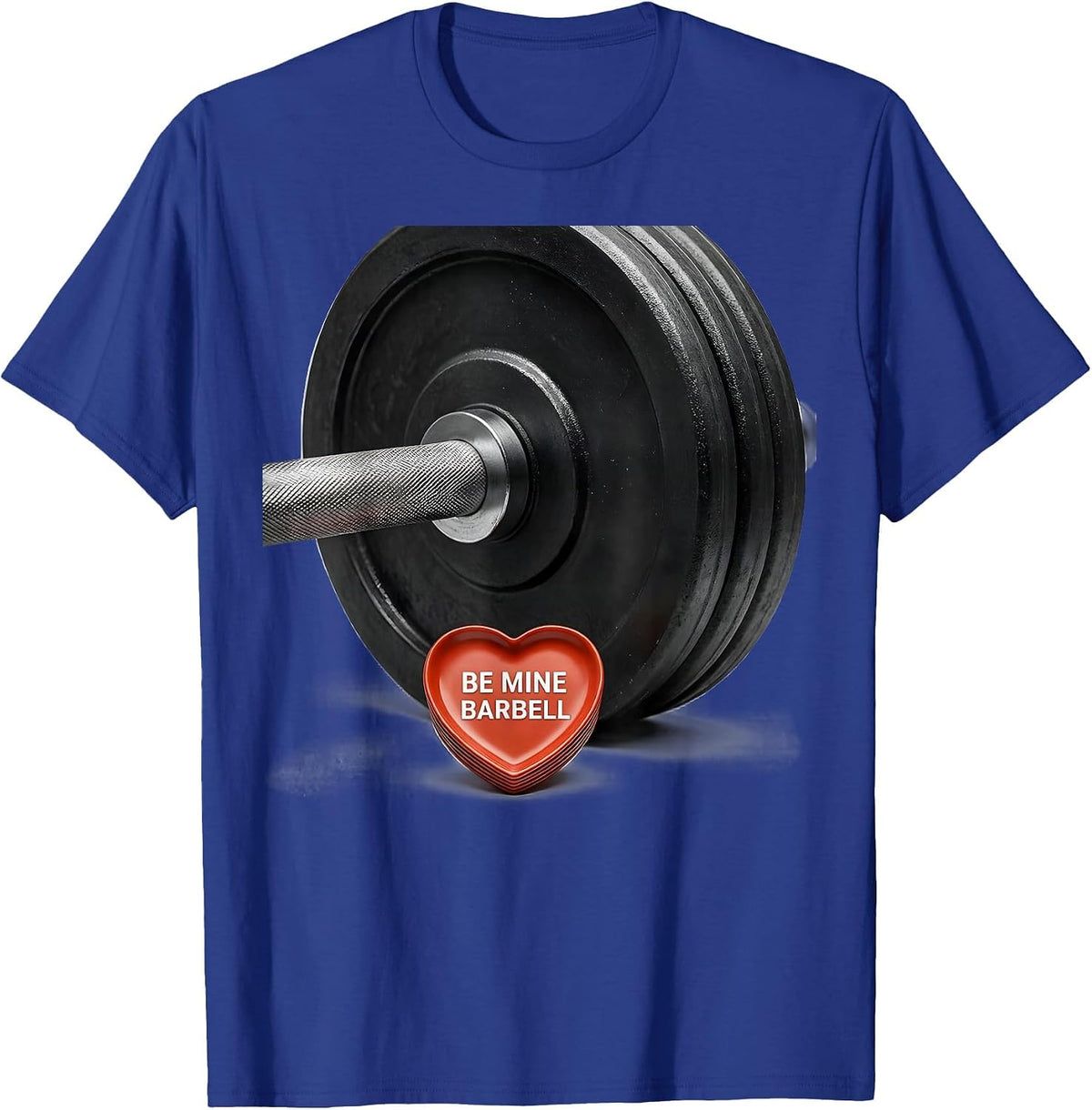 Men's Be Mine Barbell Funny Gym Valentines Day Weightlifting Humor T-Shirt - Royal Blue
