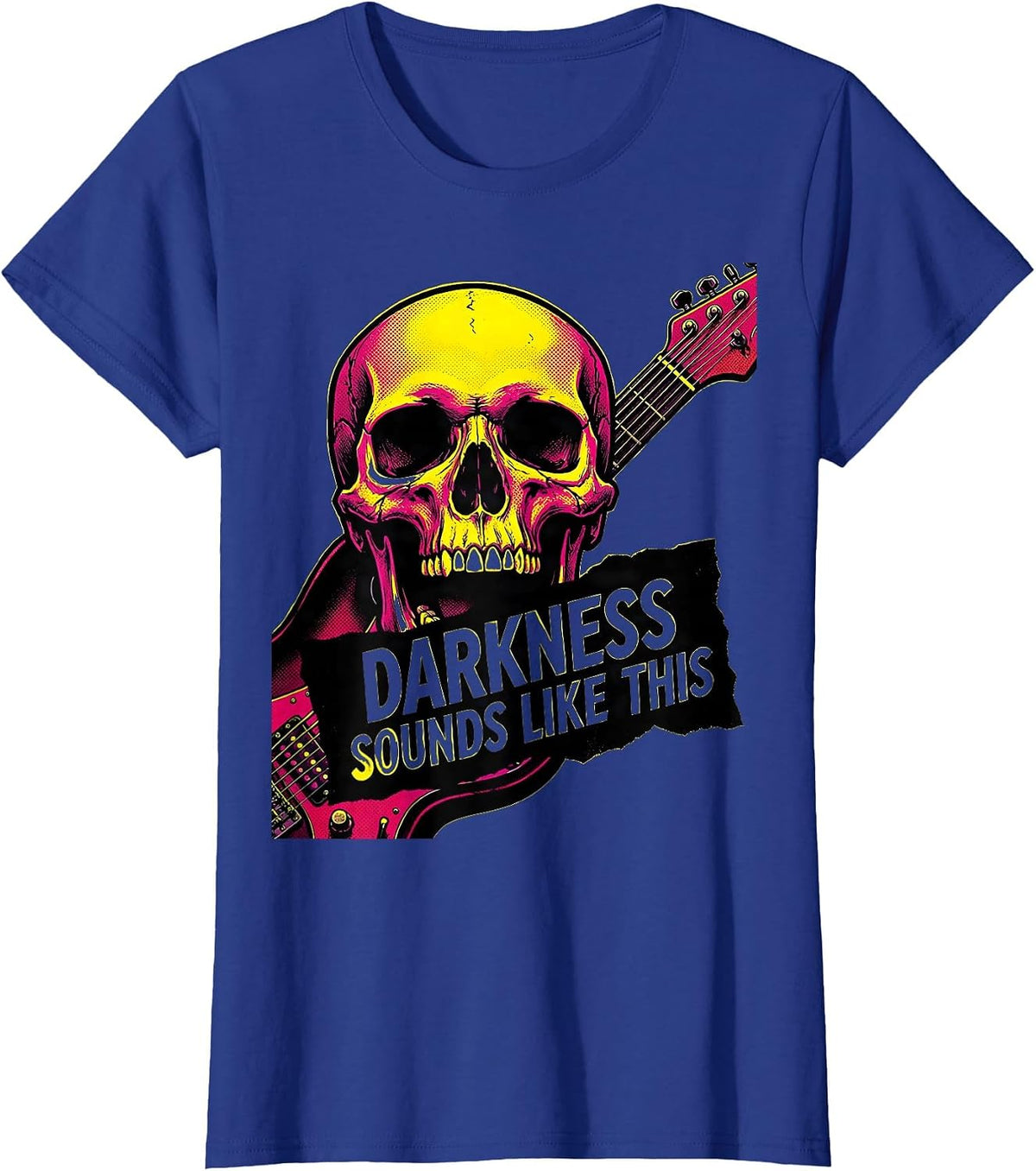 Women's Darkness Sounds Like This Metal Band Design T-Shirt - Royal Blue