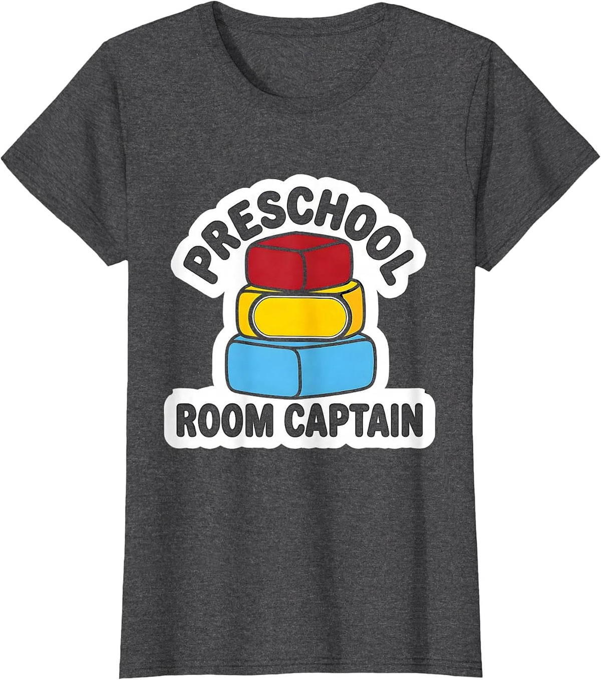 Women's Preschool Room Captain Playful Teacher Appreciation Back T-Shirt - Dark Heather Grey