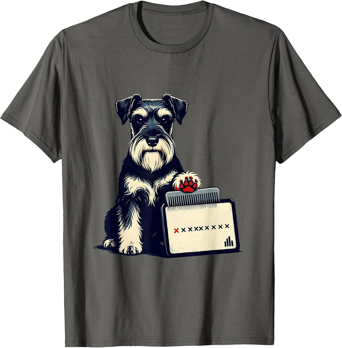 Miniature Schnauzer Grooming Humor Pet Lover T-Shirt - Asphalt Grey