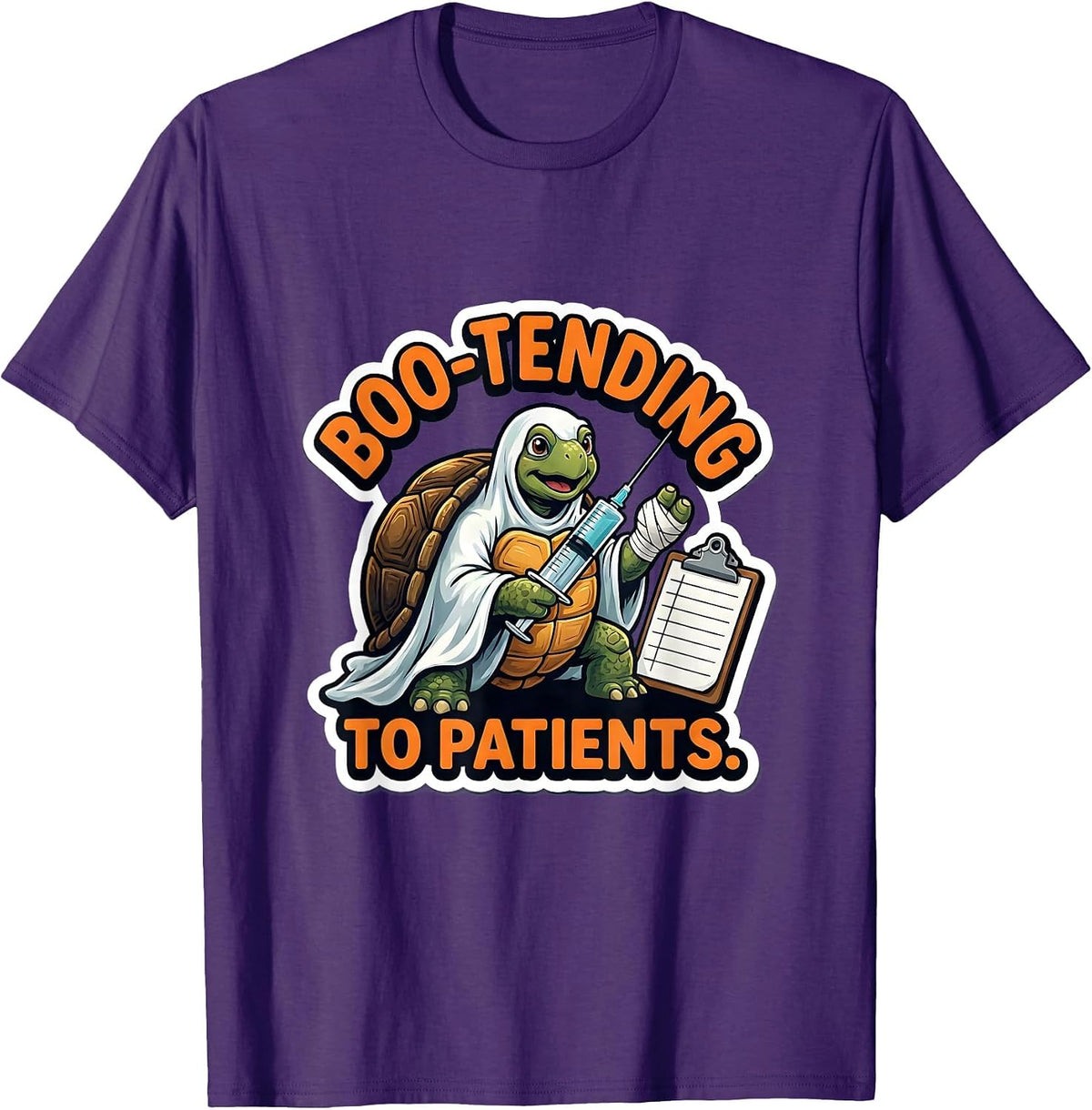 Men's Boo-tending To Patients Funny Vet Tech Halloween Workplace T-Shirt - Purple