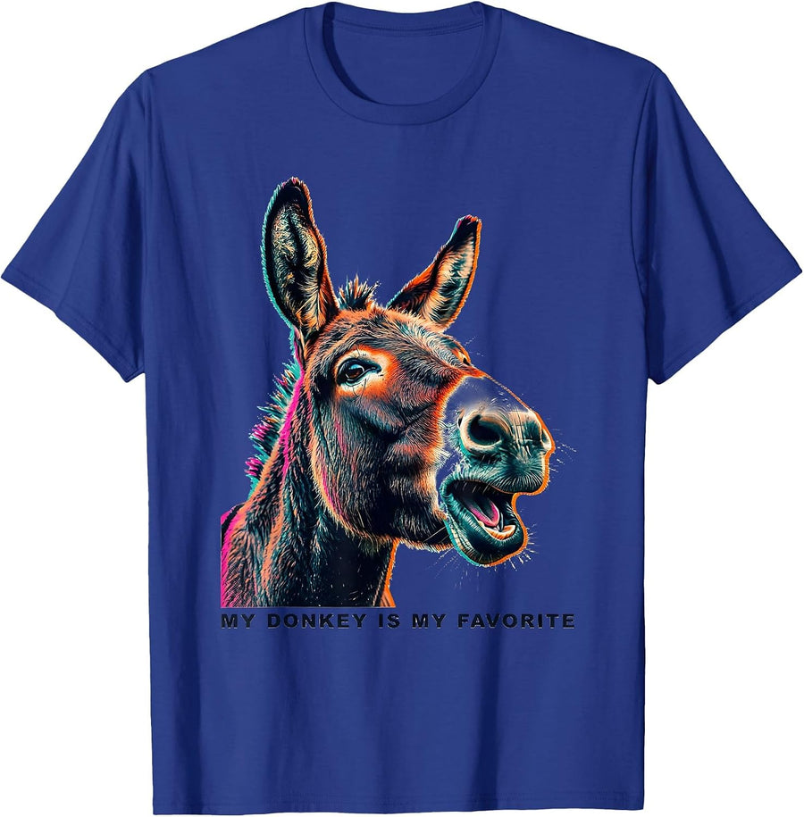 My Donkey Is My Favorite Funny Animal Lover Humor T-Shirt - Royal Blue
