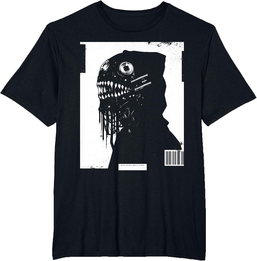 Ghoul Futuristic Grunge Cybergoth Gothic T-Shirt - Black
