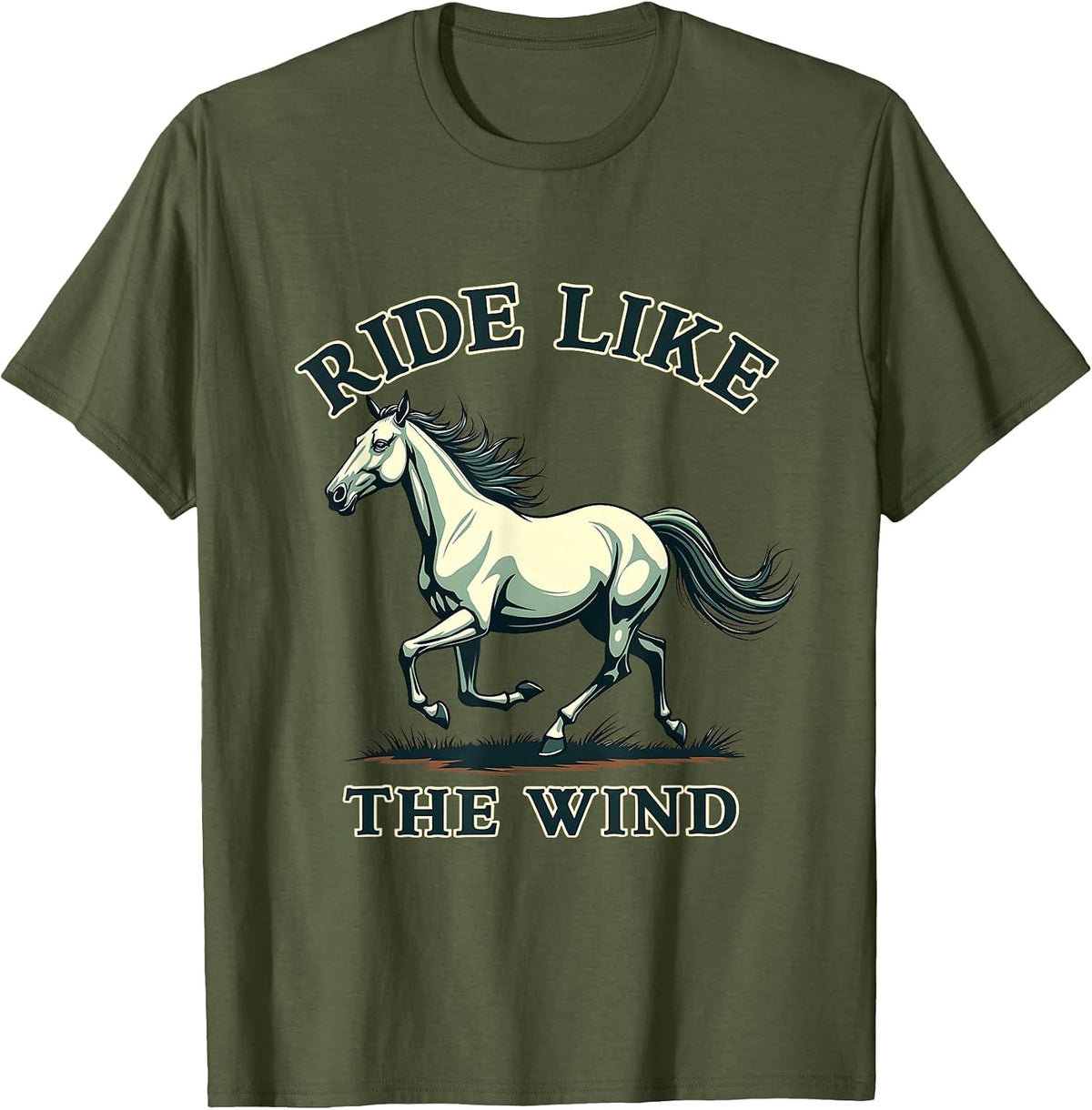 Ride Like The Wind Equestrian Women Design T-Shirt - Olive Green