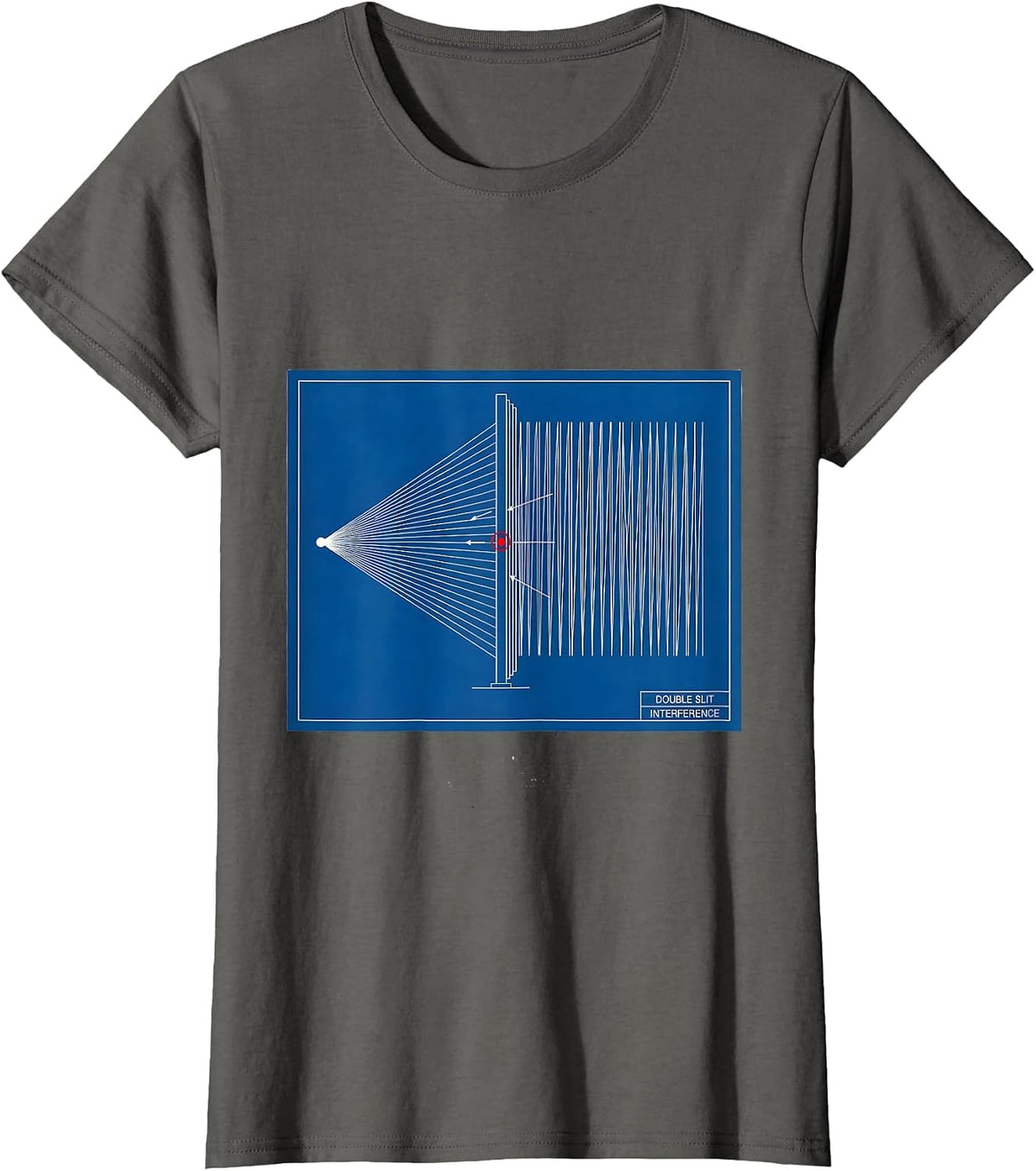 Women's Double Slit Interference Technical Blueprint Quantum Physics T-Shirt - Asphalt Grey