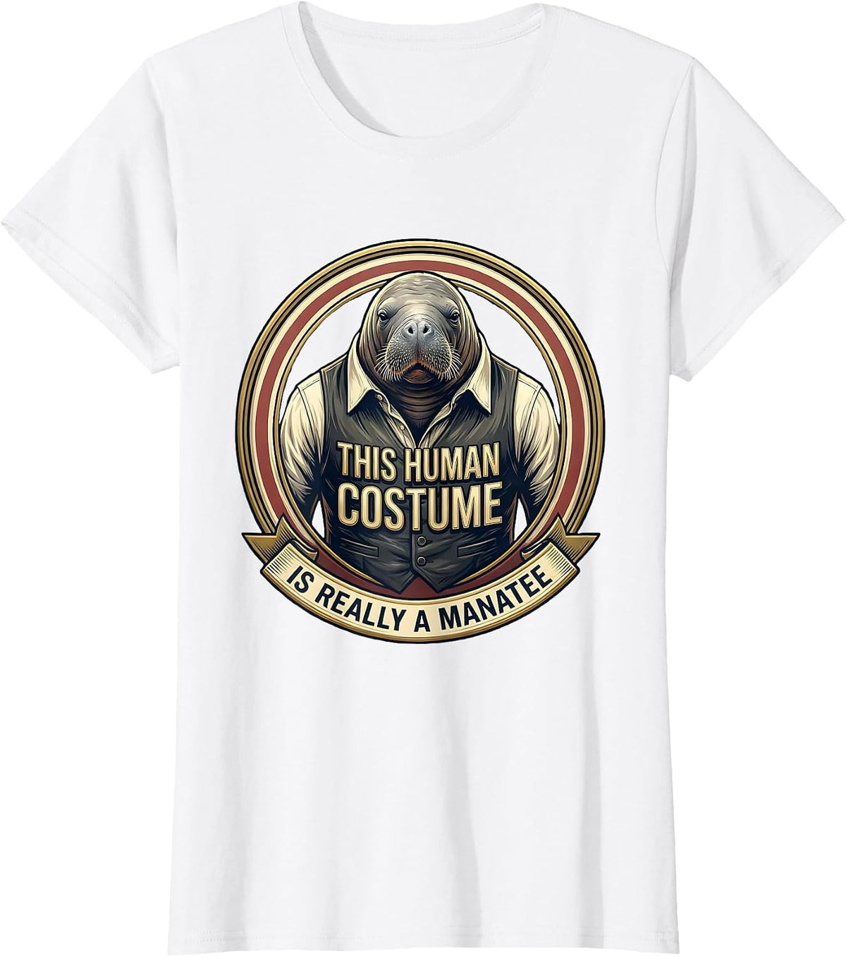 Women's This Human Costume Is Really A Manatee Funny Halloween T-Shirt - White