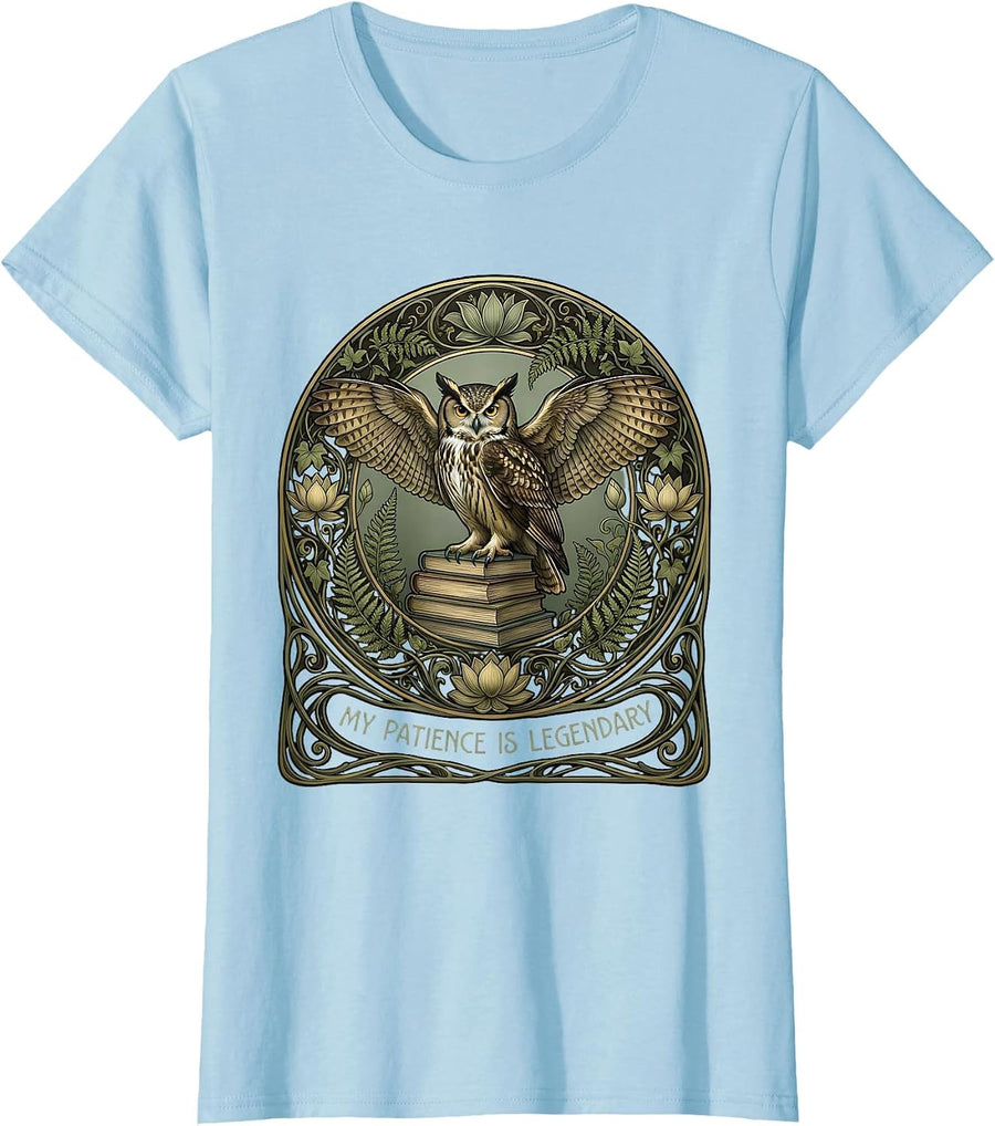 Women's My Patience Is Legendary Funny Saying Design T-Shirt - Baby Blue