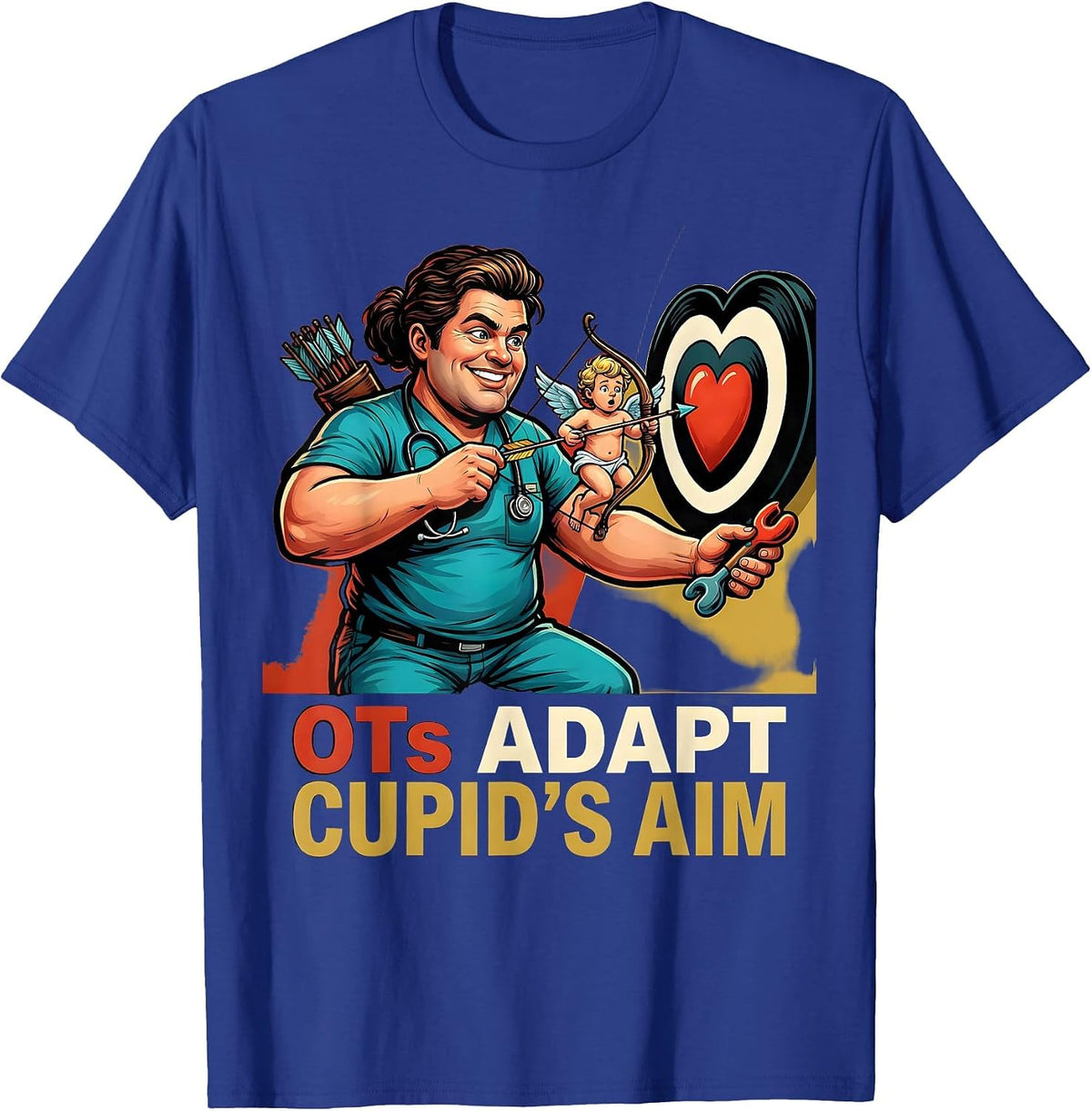 Men's OTs Adapt Cupid's Aim Funny Occupational Therapist Valentine T-Shirt - Royal Blue