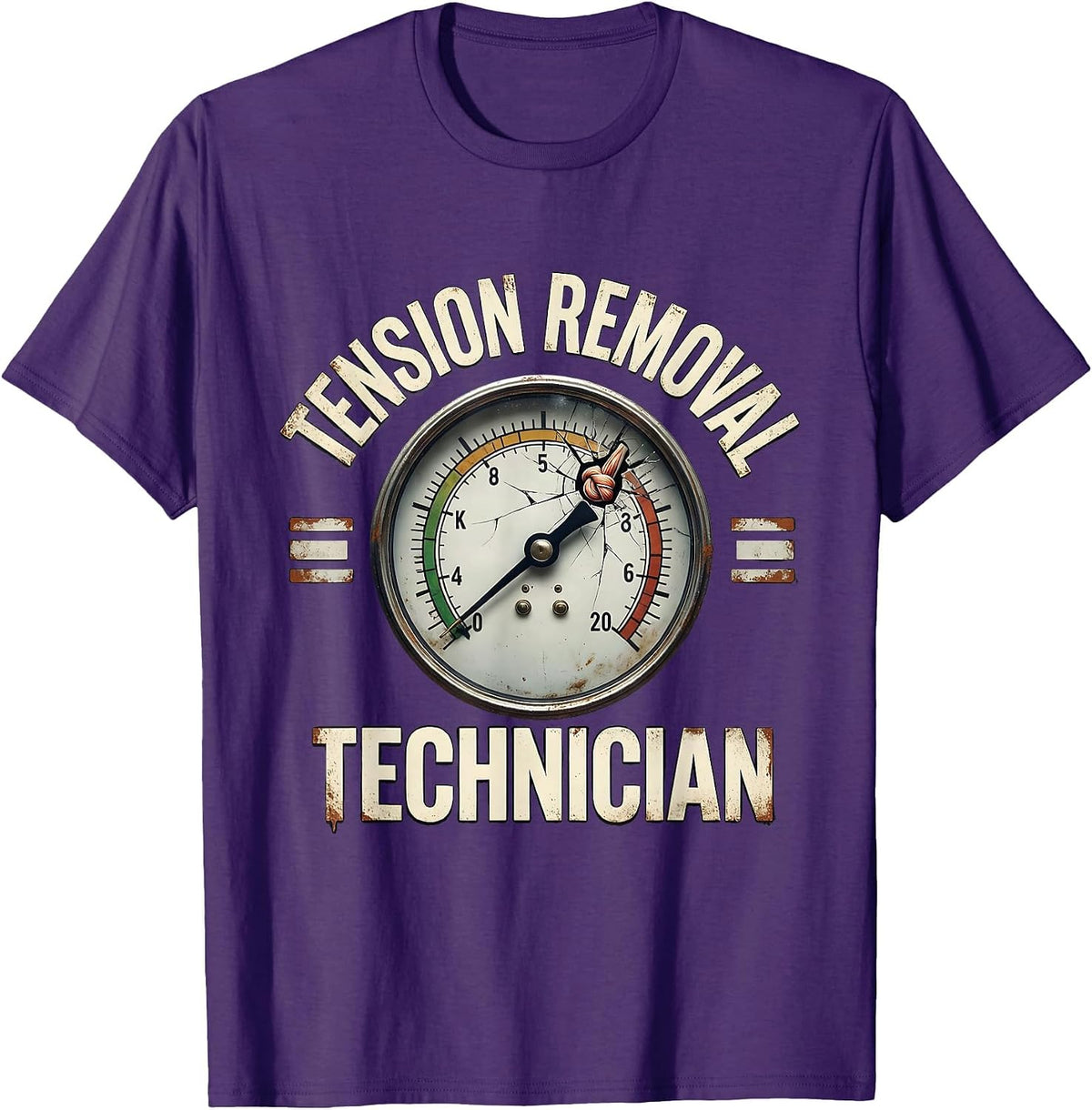 Men's Tension Removal Technician Distressed Funny Massage T-Shirt - Purple
