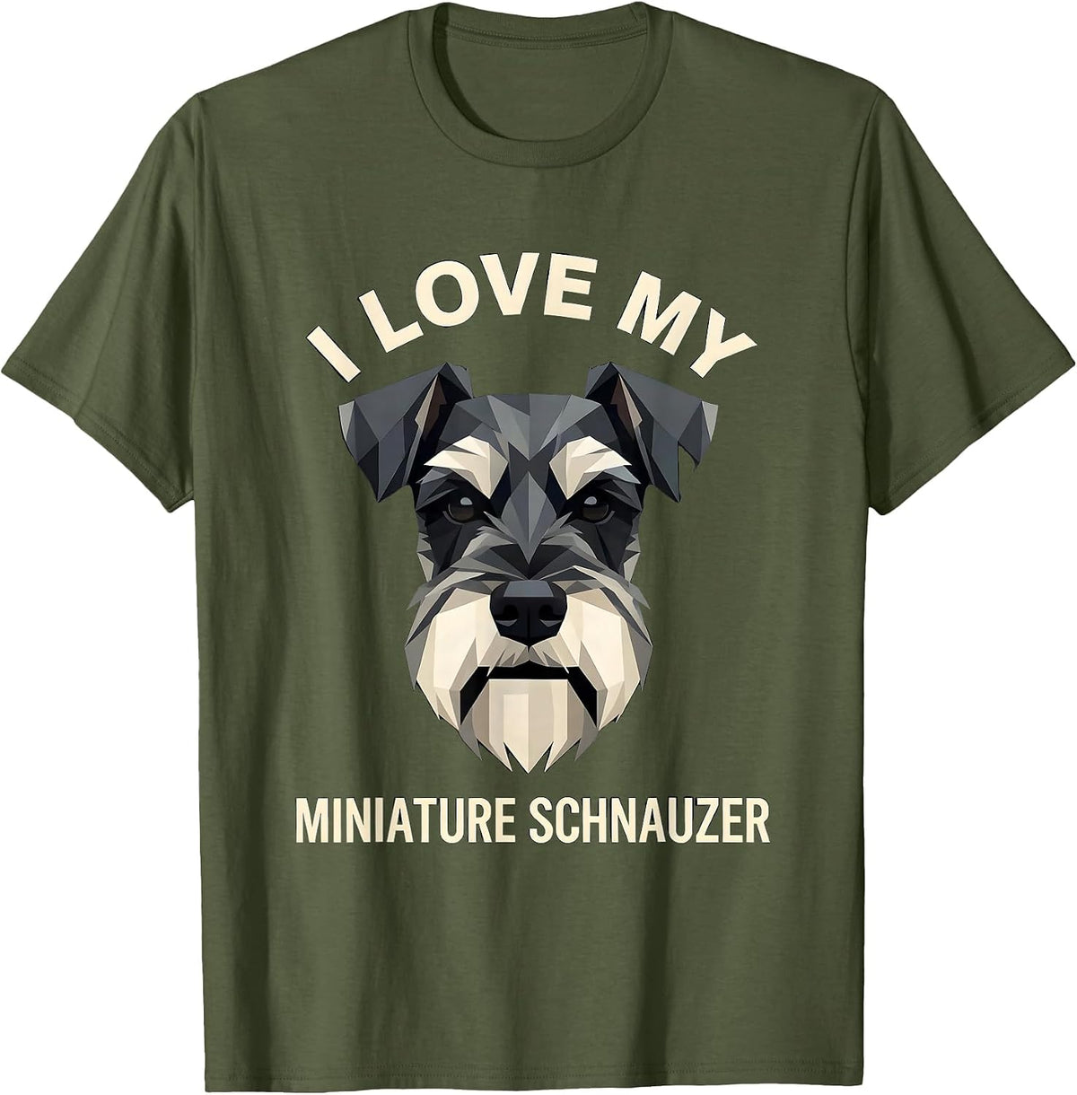Men's I Love My Miniature Schnauzer Funny Dog Owner Humor T-Shirt - Olive Green