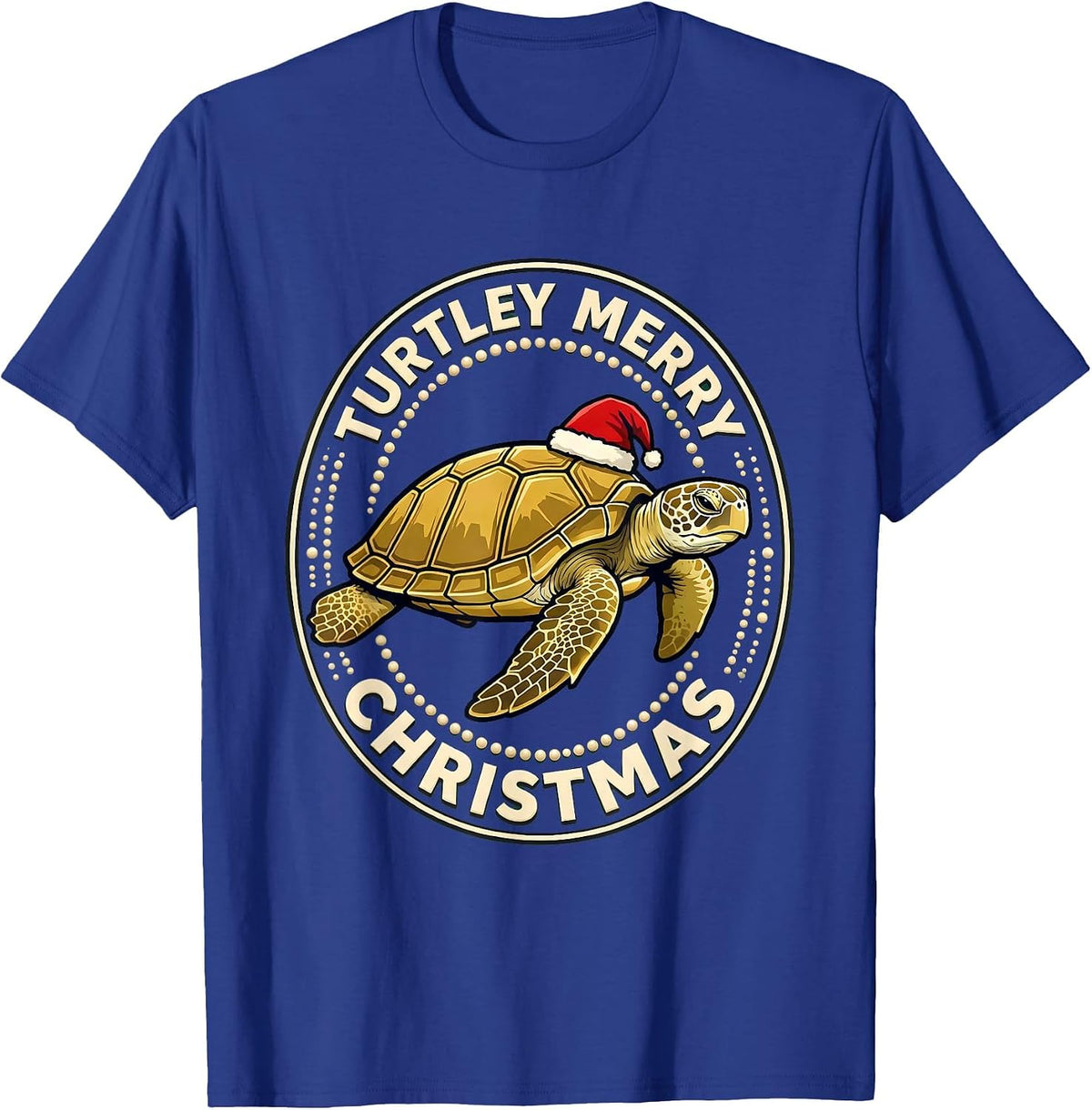 Turtley Merry Christmas Whimsical Sea Turtle Lover Holiday T-Shirt - Royal Blue