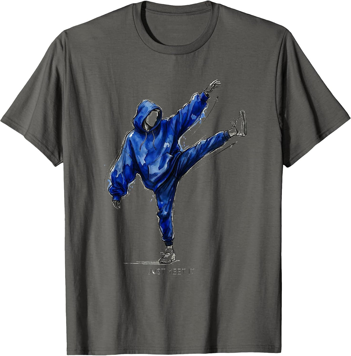 Just Yeet It Bold Humor Graphic Design T-Shirt - Asphalt Grey