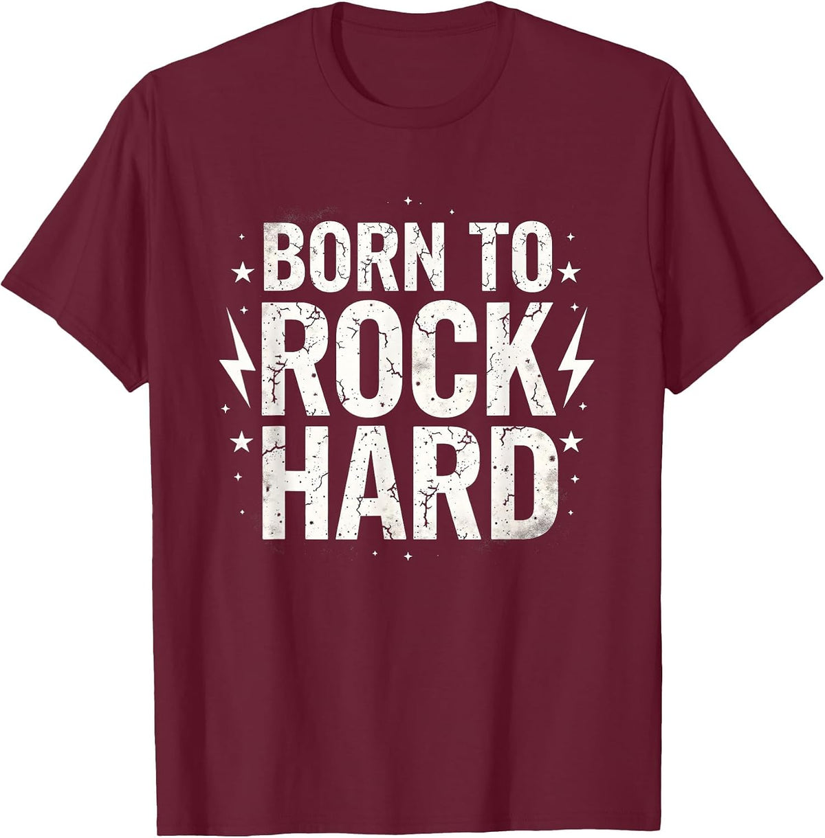 Born to Rock Hard Music Graphic Design T-Shirt - Burgundy