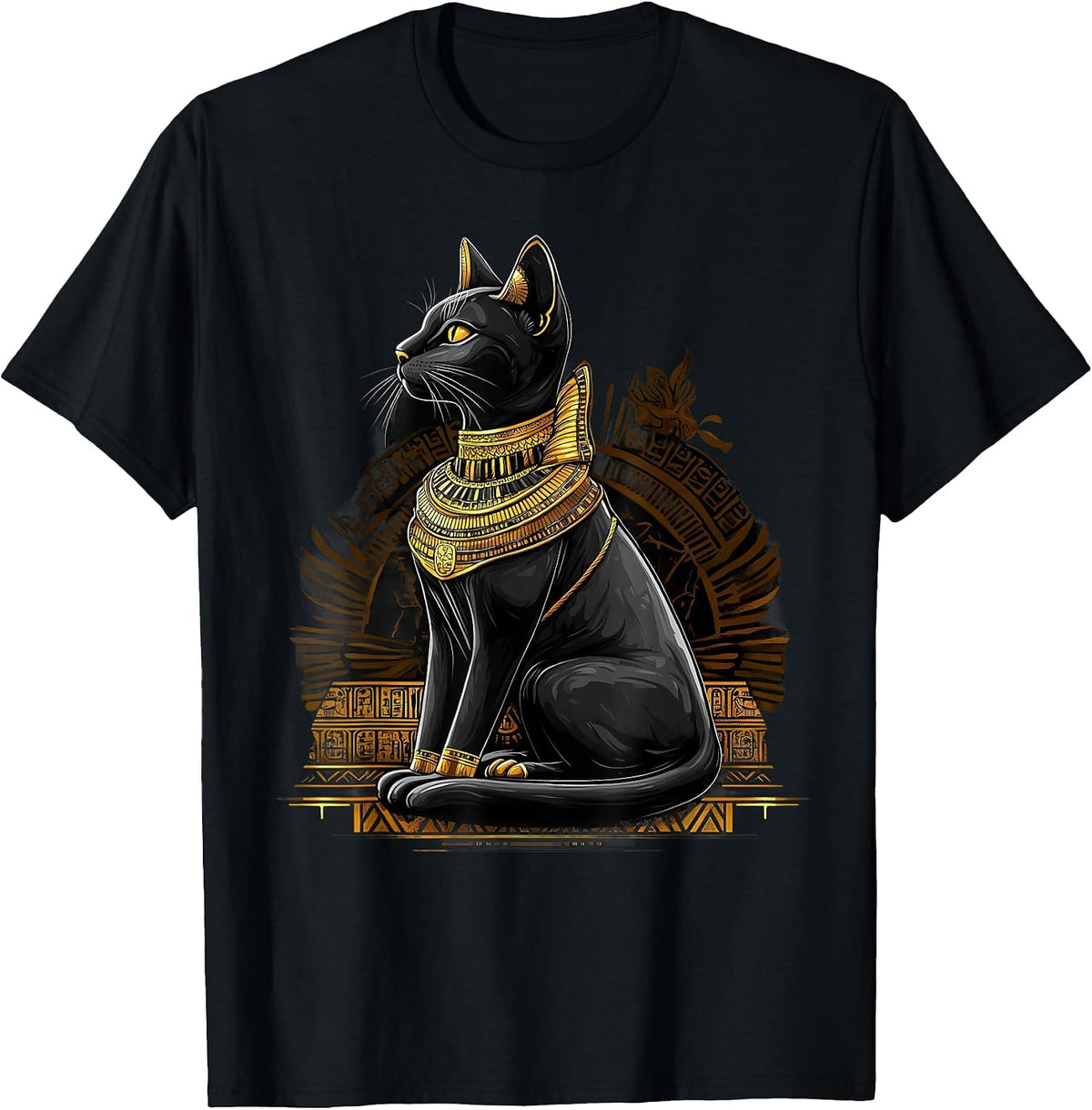 Ancient Egypt Egyptology Tutankhamun Cat Bastet Egyptian God T-Shirt - Black