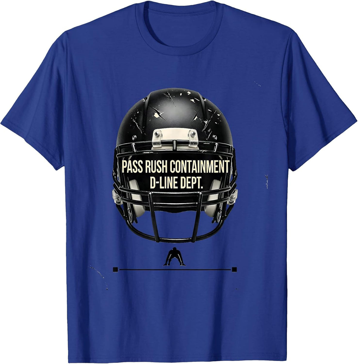 Pass Rush Containment — D-Line Dept. Funny Football Lineman T-Shirt - Royal Blue
