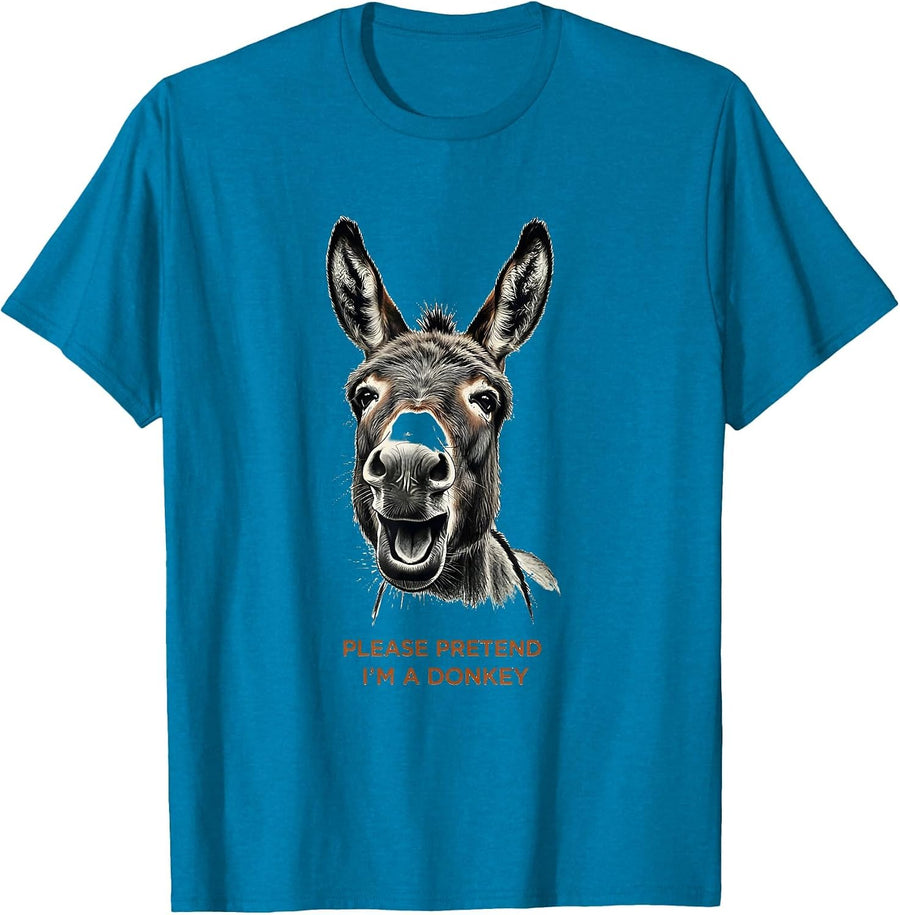 Please Pretend I'm A Donkey Funny Donkey Costume Halloween T-Shirt - Sapphire Blue