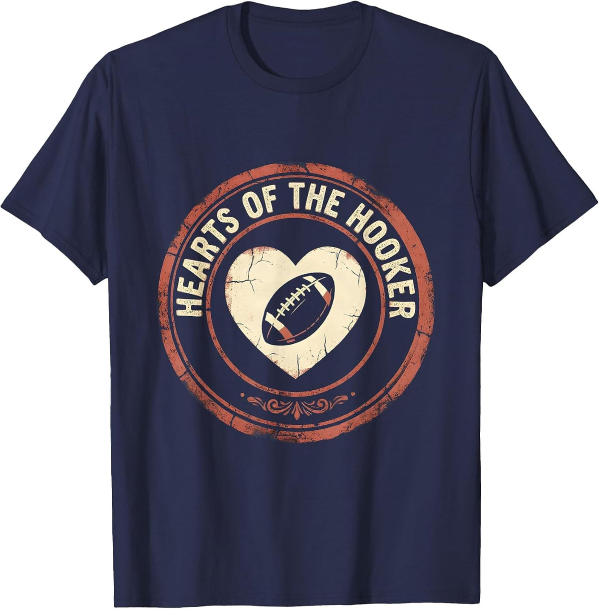 Men's Hearts of the Hooker Rugby Graphic Design T-Shirt - Navy Blue