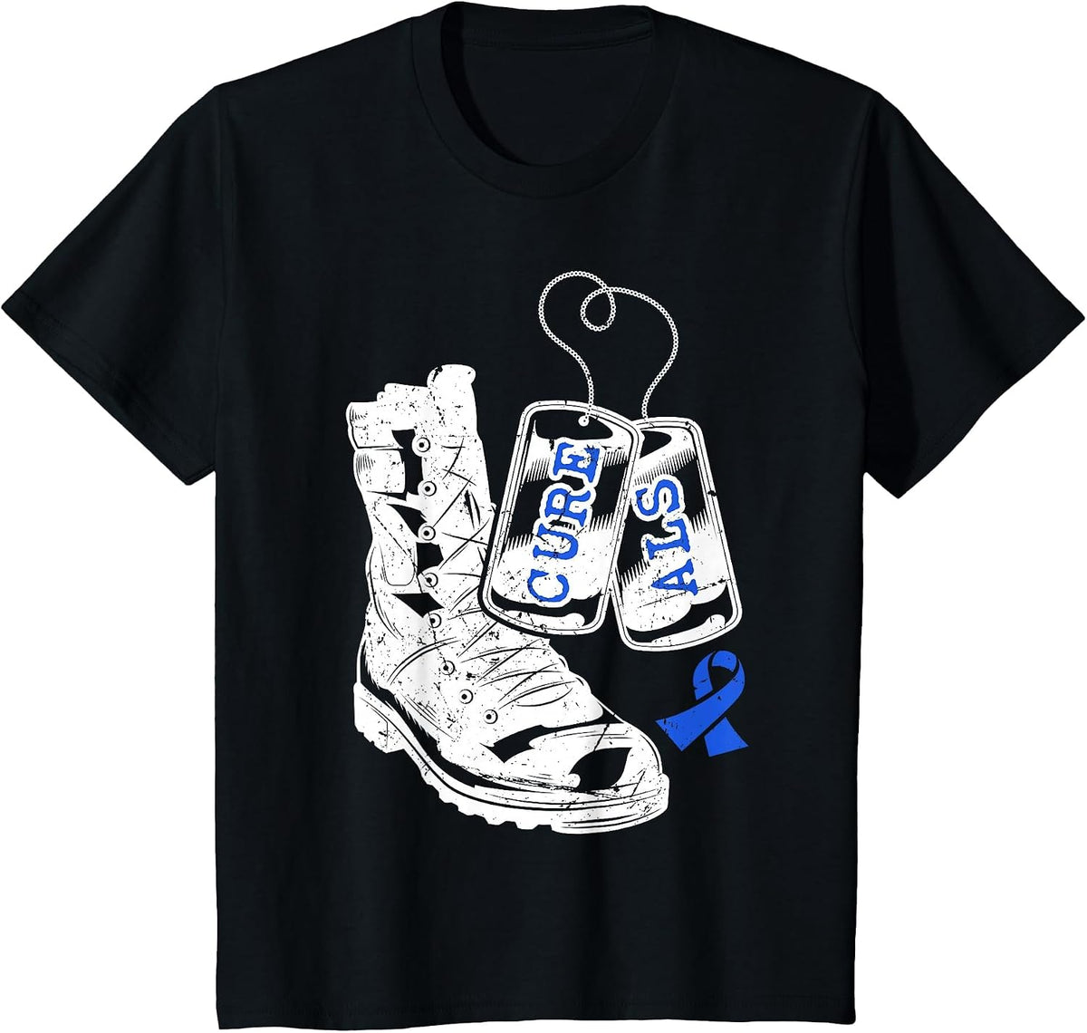 ALS Awareness Proud Military Family Veteran Memorial Day T-Shirt - Black