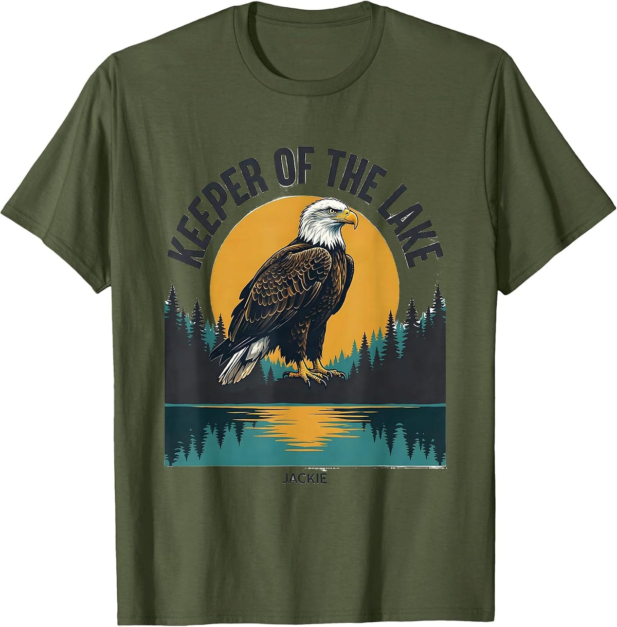 Men's Keeper of the Lake Jackie Bald Eagle Memorial Tribute T-Shirt - Olive Green