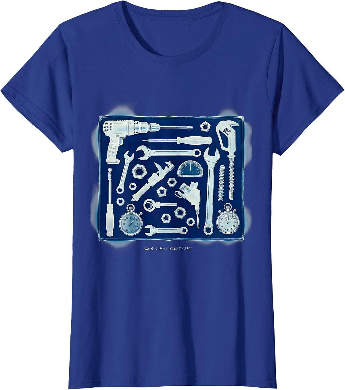 Women's Make Every Stop Count Pit Crew Racing Design T-Shirt - Royal Blue