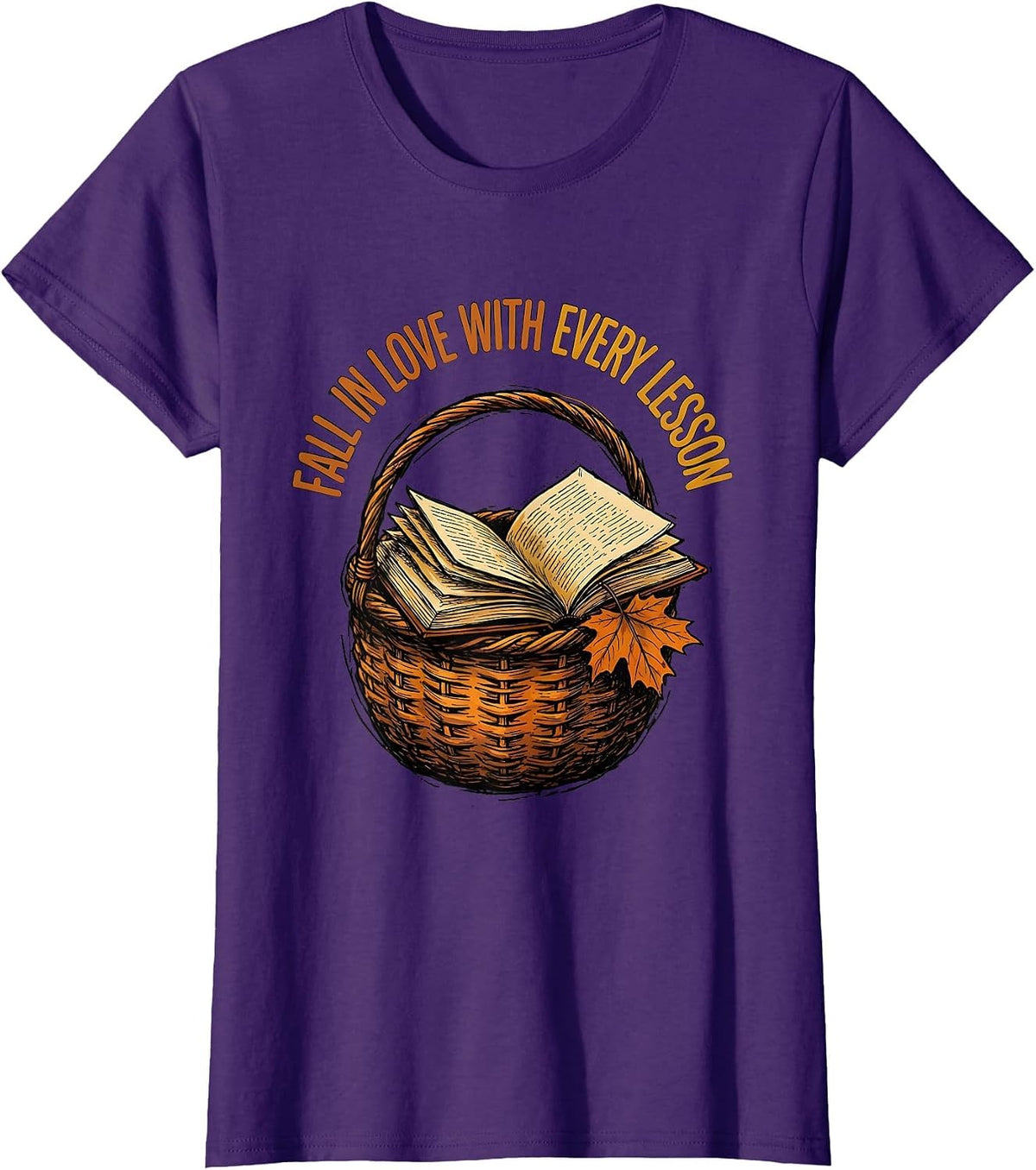 Women's Fall In Love With Every Lesson Autumn Teacher Preschool T-Shirt - Purple