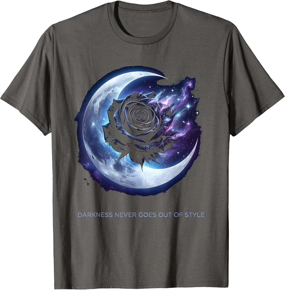Darkness Never Goes Out of Style Goth Design T-Shirt - Asphalt Grey