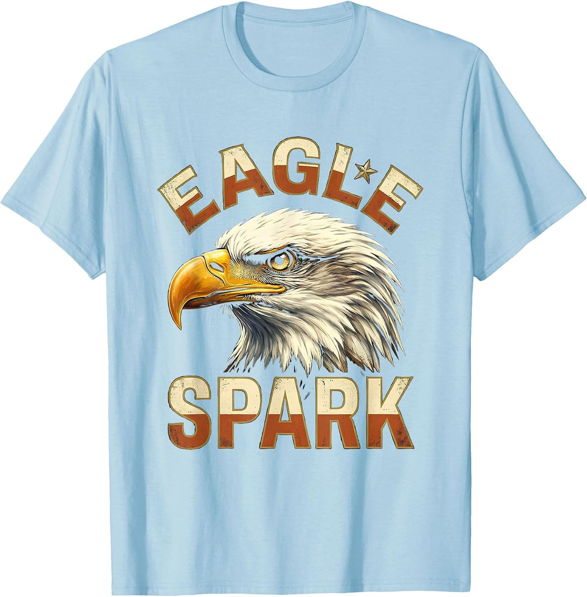 Men's Eagle Spark Vintage Bald Eagle Mascot Fan Pride Family T-Shirt - Baby Blue
