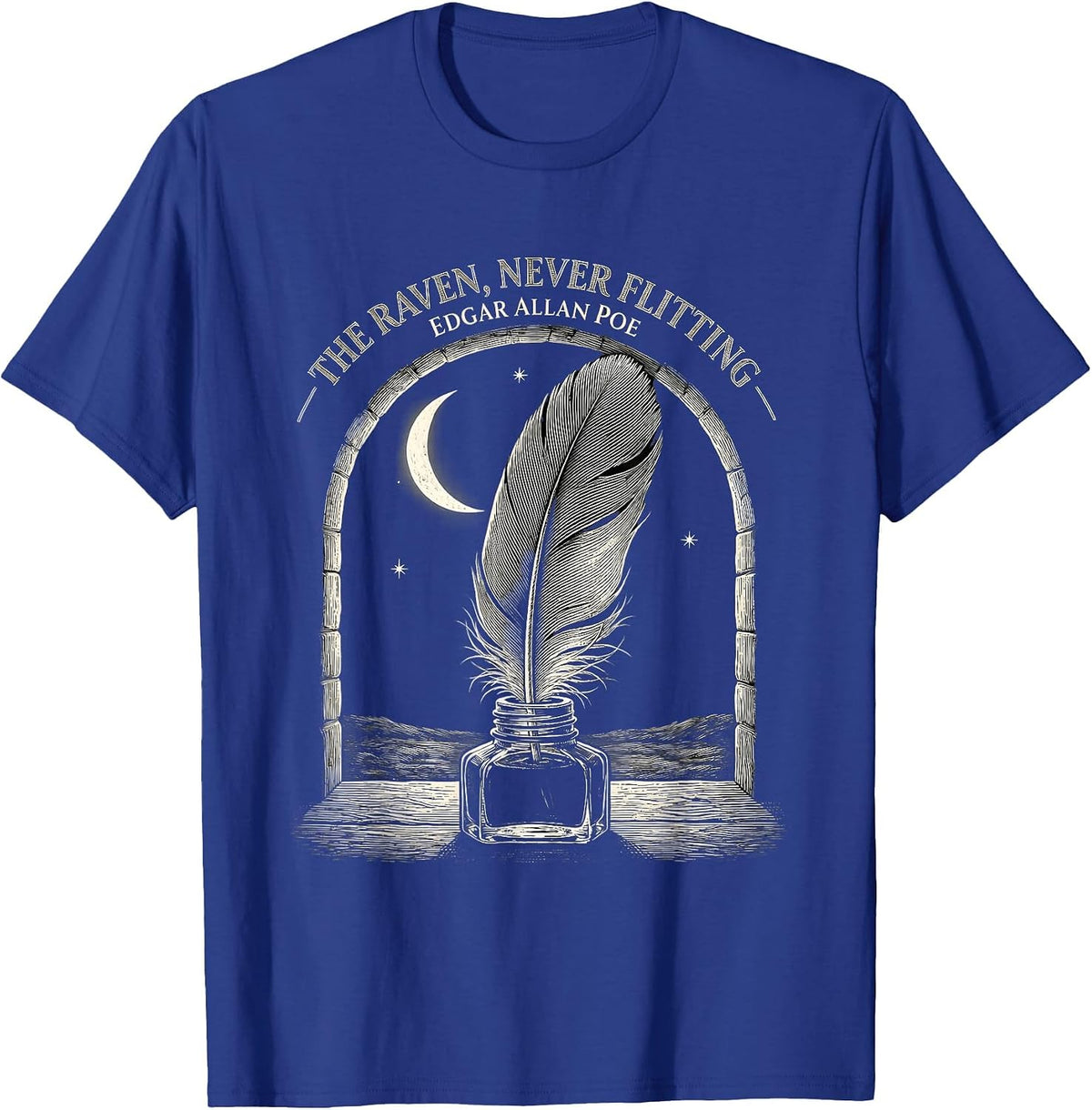 Men's The Raven, Never Flitting Edgar Allan Poe Gothic T-Shirt - Royal Blue