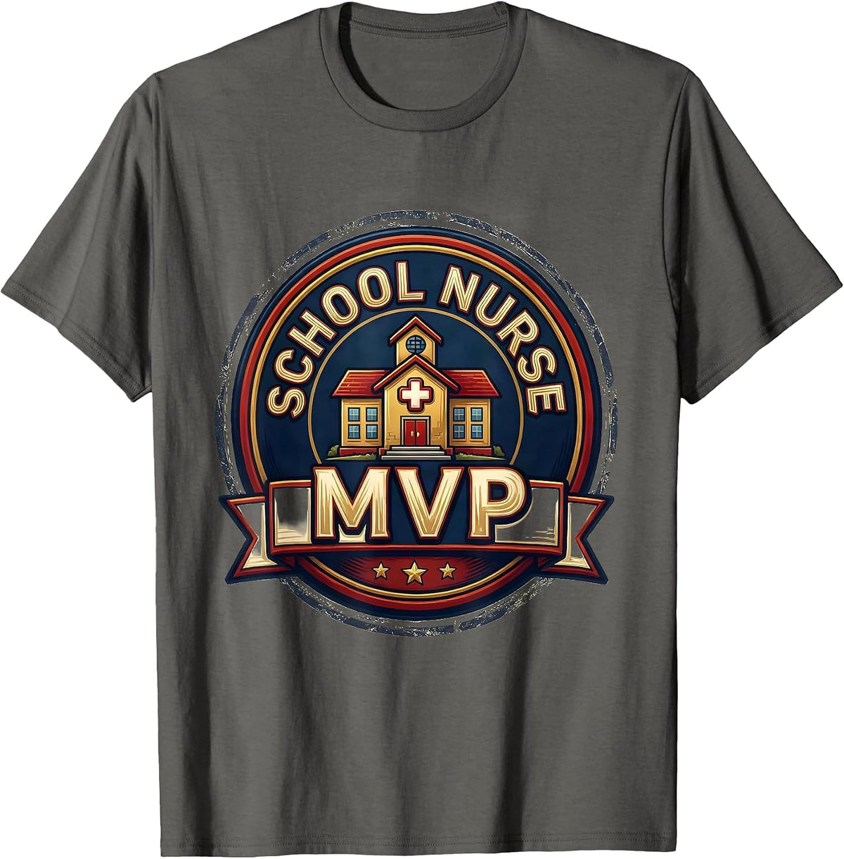 Men's School Nurse MVP Funny School Nurse Gift Back to School T-Shirt - Asphalt Grey