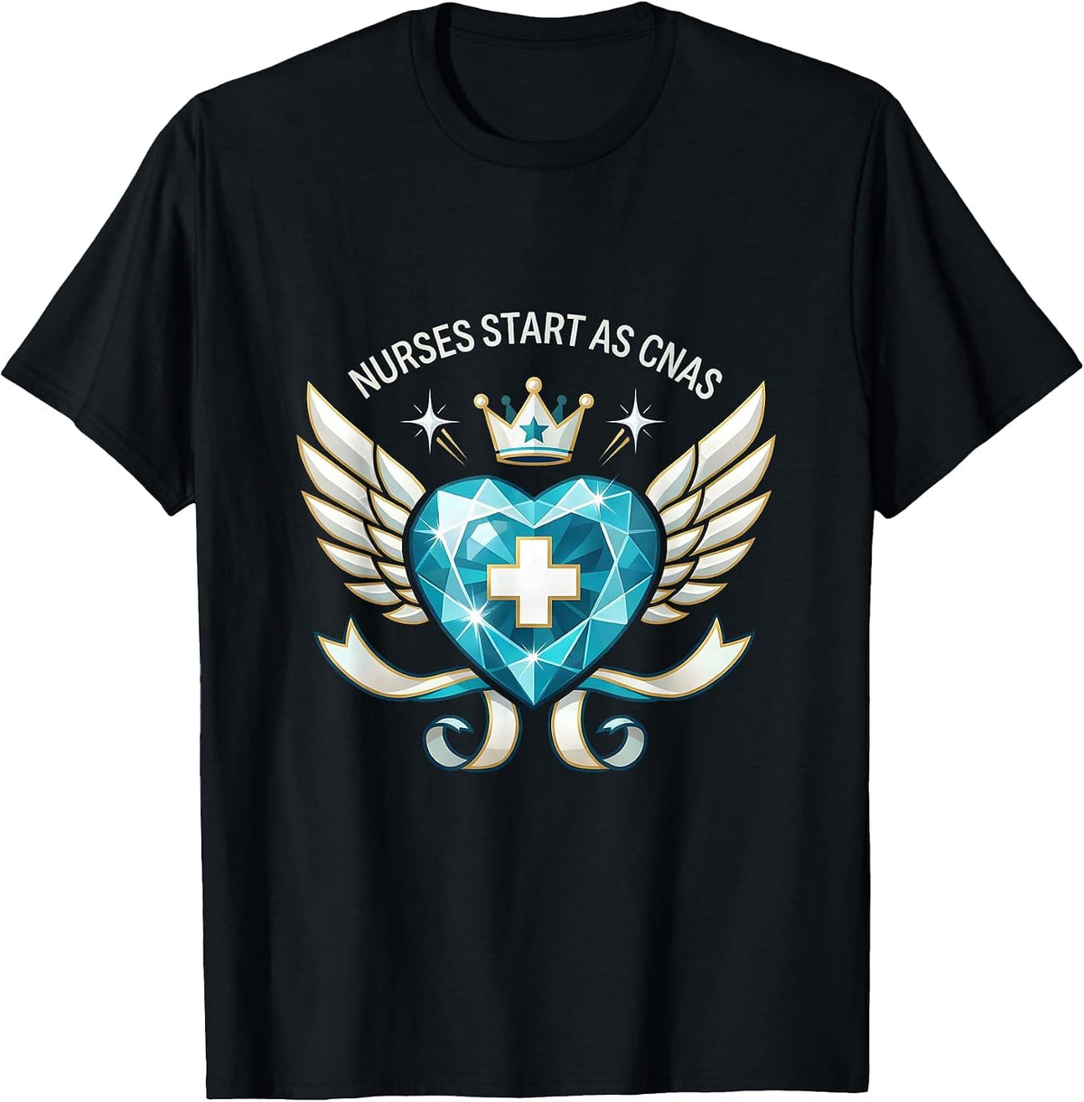 Men's Nurses Start As CNAs Healthcare Pride Design T-Shirt - Black