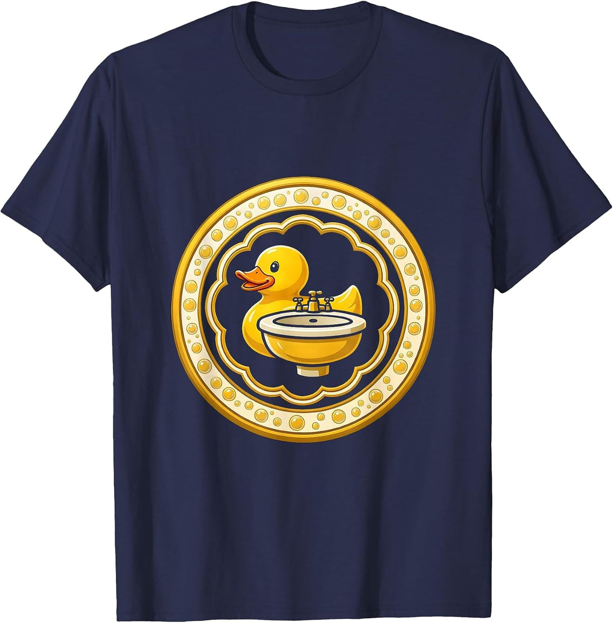 Preschool Teacher Rubber Duck Tiny Sink Graphic T-Shirt - Navy Blue