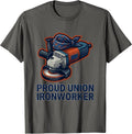 Proud Union Ironworker Labor Pride Skilled Worker T-Shirt - Asphalt Grey