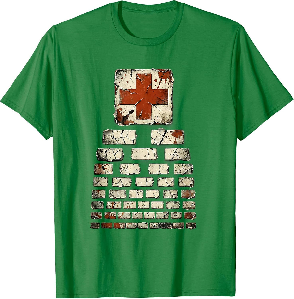 Men's School Nurse Eye Chart Graphic Design T-Shirt - Kelly Green