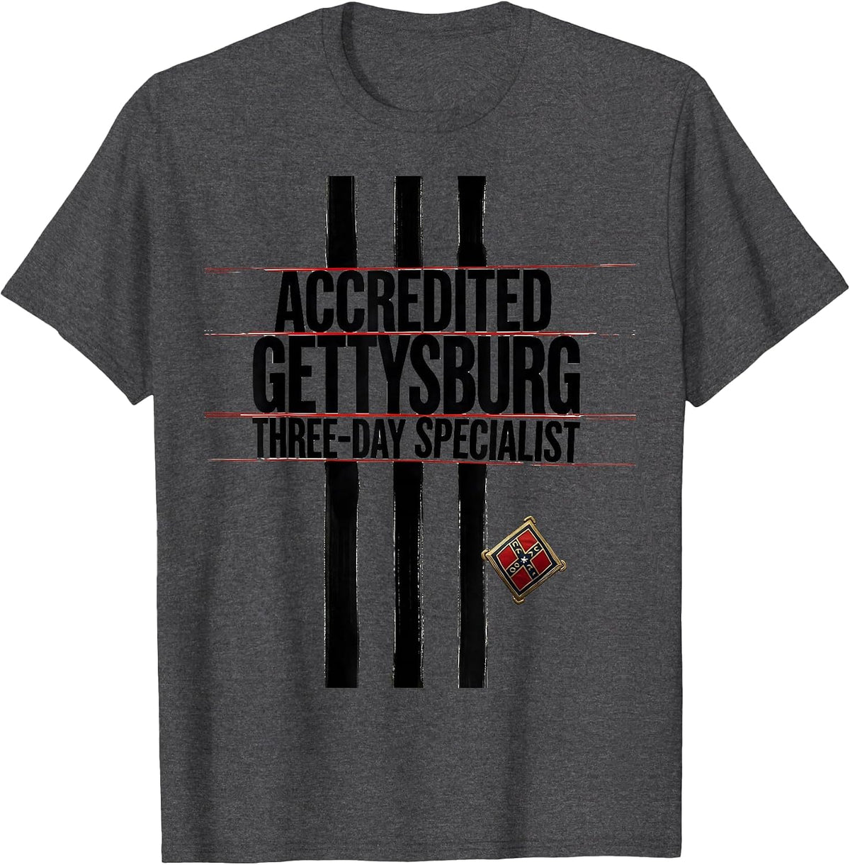 Men's Accredited Gettysburg Three-Day Specialist History Buff T-Shirt - Dark Heather Grey