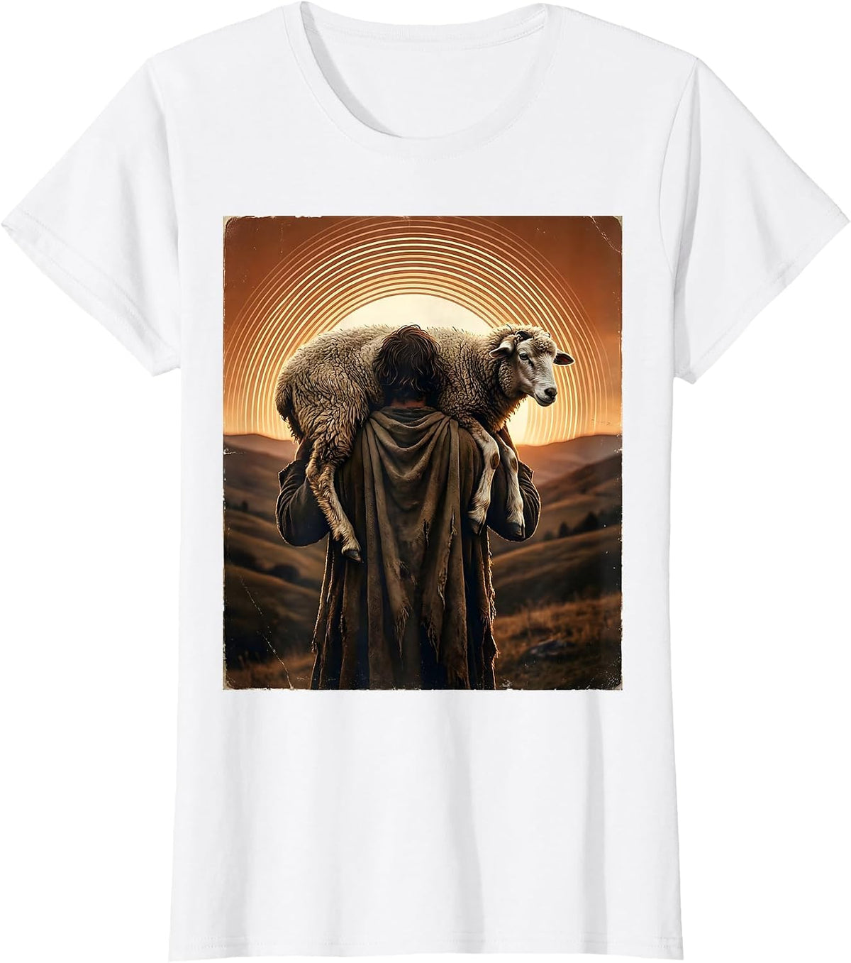 Jesus Loves You Shepherd Carrying Lost Sheep T-Shirt - White
