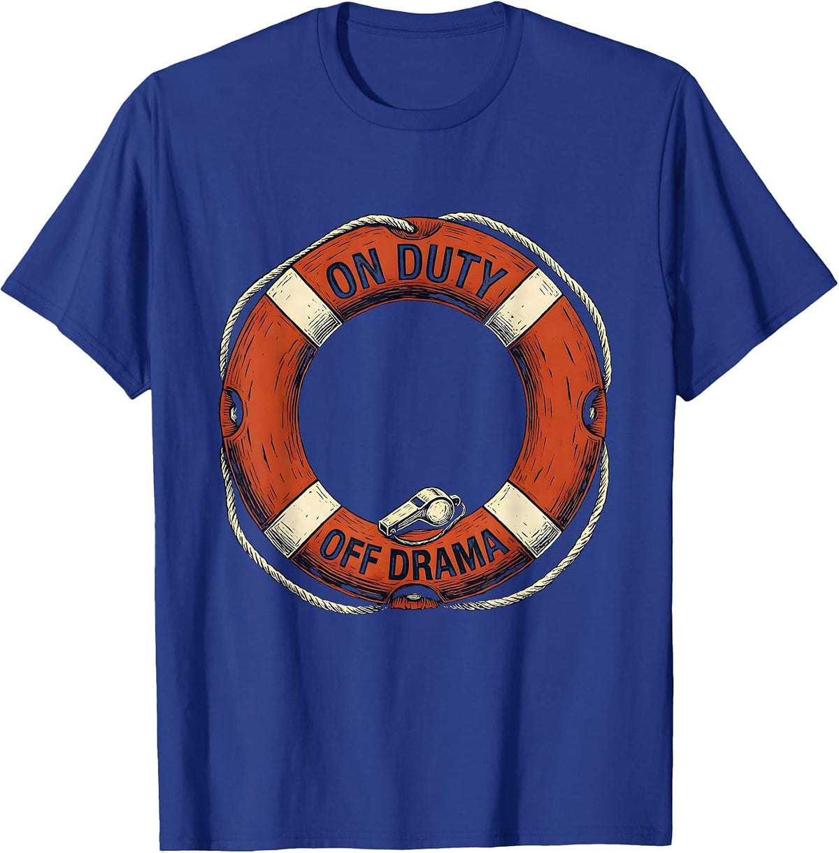 Men's Life Guard On Duty Off Drama Graphic Design T-Shirt - Royal Blue