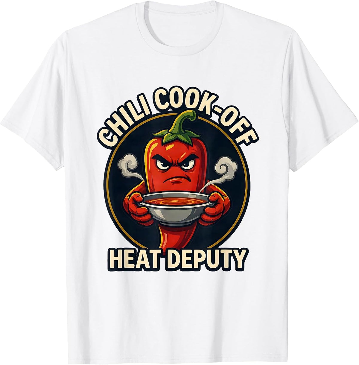 Men's Chili Cook-Off Heat Deputy Funny Spicy Food Humor T-Shirt - White