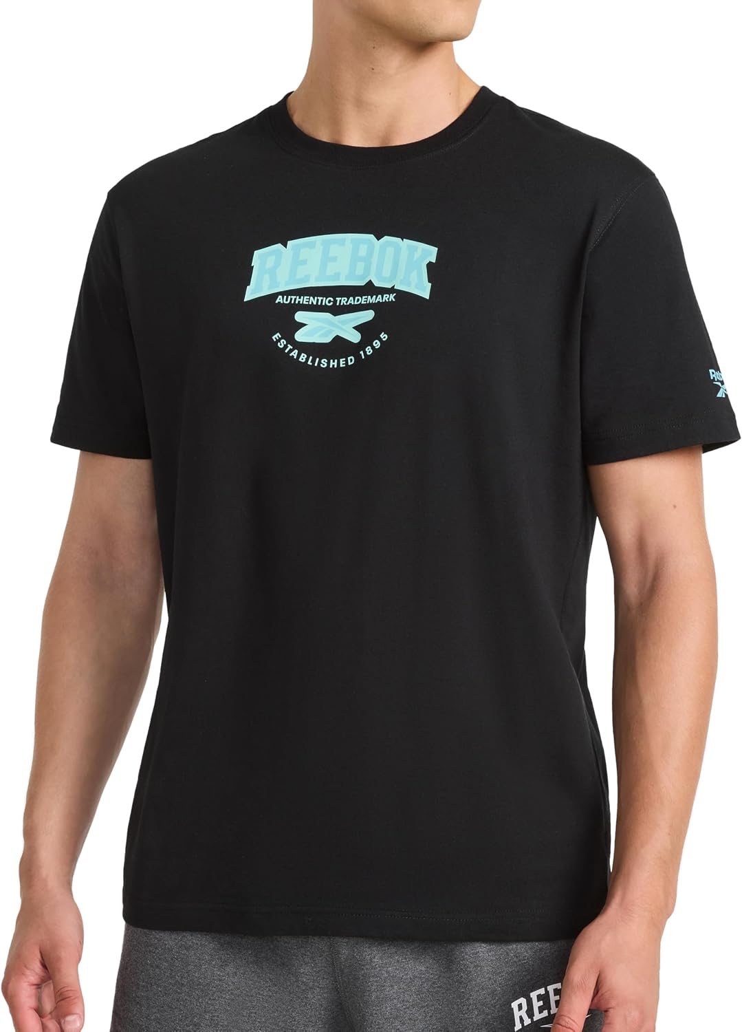 Reebok Men's Short Sleeve Graphic Crewneck T-Shirt, Standard Fit, Lightweight Cotton-Poly Fabric - Black - Graphic