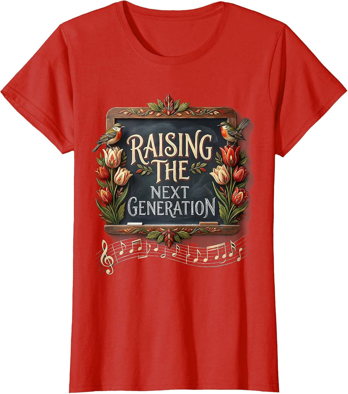 Raising the Next Generation Music Teacher Design T-Shirt - Red