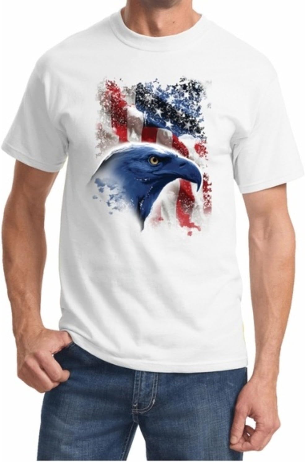 American Icon USA Flag Bald Eagle Men's t-Shirts America Pride Patriotic tees - White