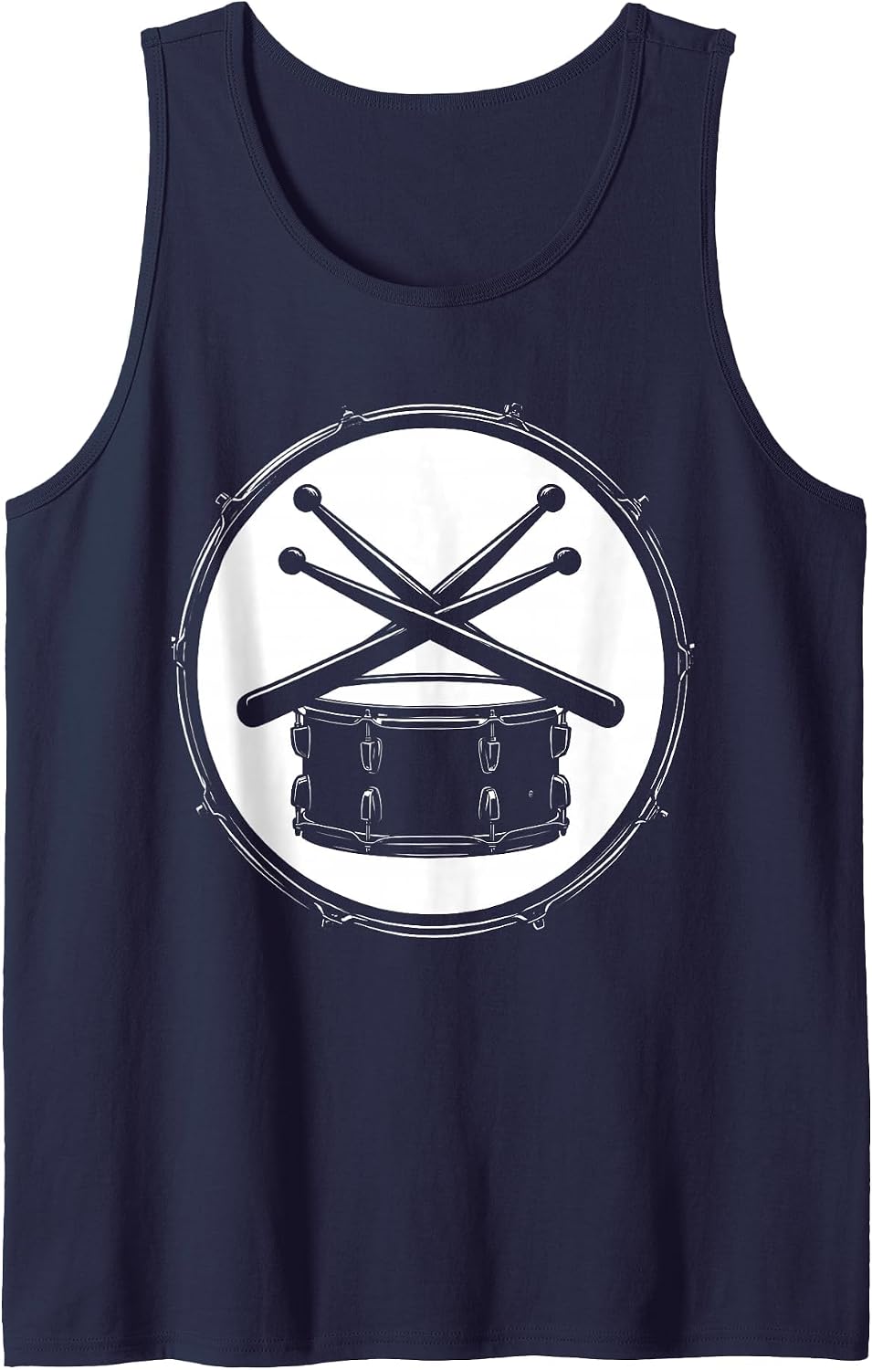 Crossed Drumsticks Snare Drum Rock Percussion Art Tank Top - Navy Blue