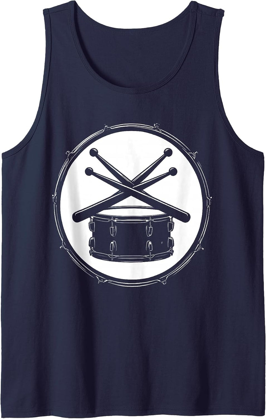 Crossed Drumsticks Snare Drum Rock Percussion Art Tank Top - Navy Blue