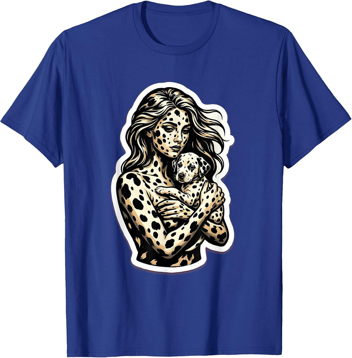 Dalmatian Puppy Cuddle Spotted Dog Lover Design T-Shirt - Royal Blue
