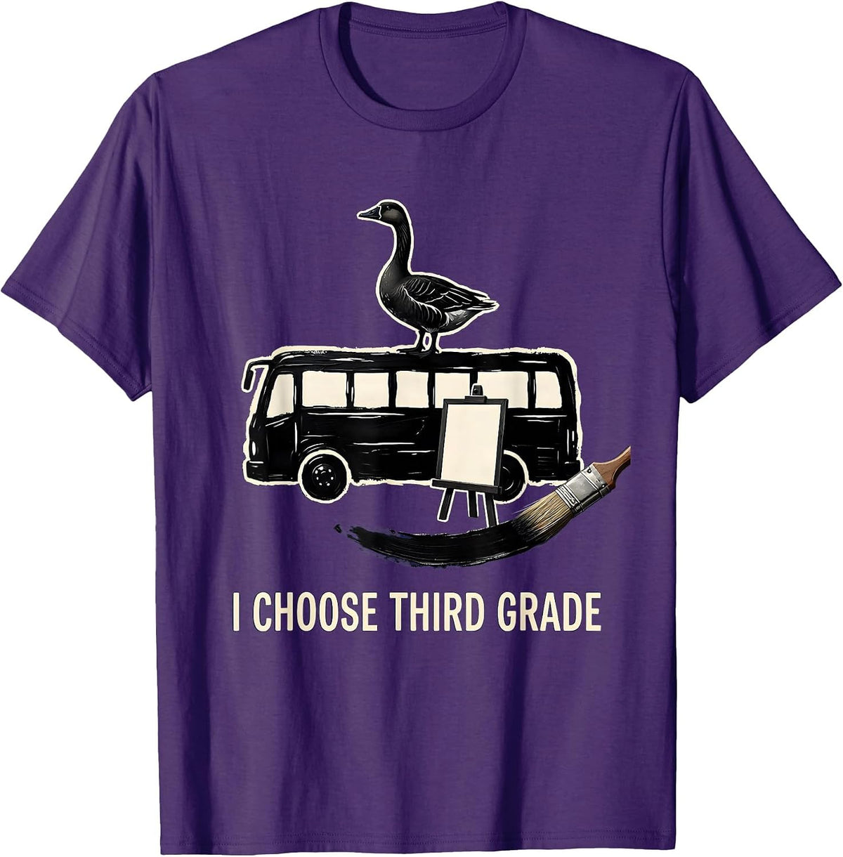Men's I Choose Third Grade Cute Goose Teacher Back To School T-Shirt - Purple