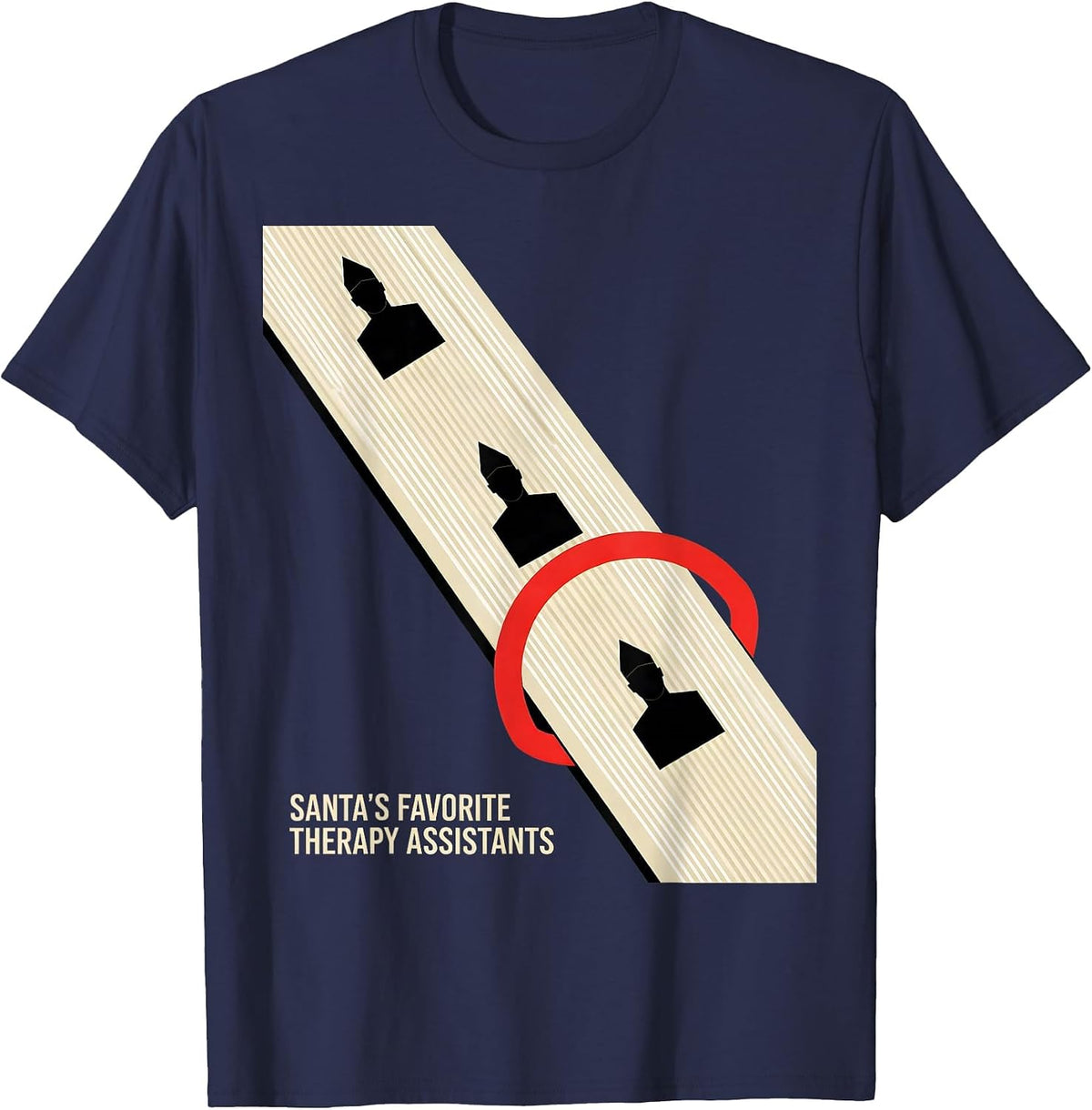 Men's Santa's Favorite Therapy Assistants Funny Physical Therapy T-Shirt - Navy Blue