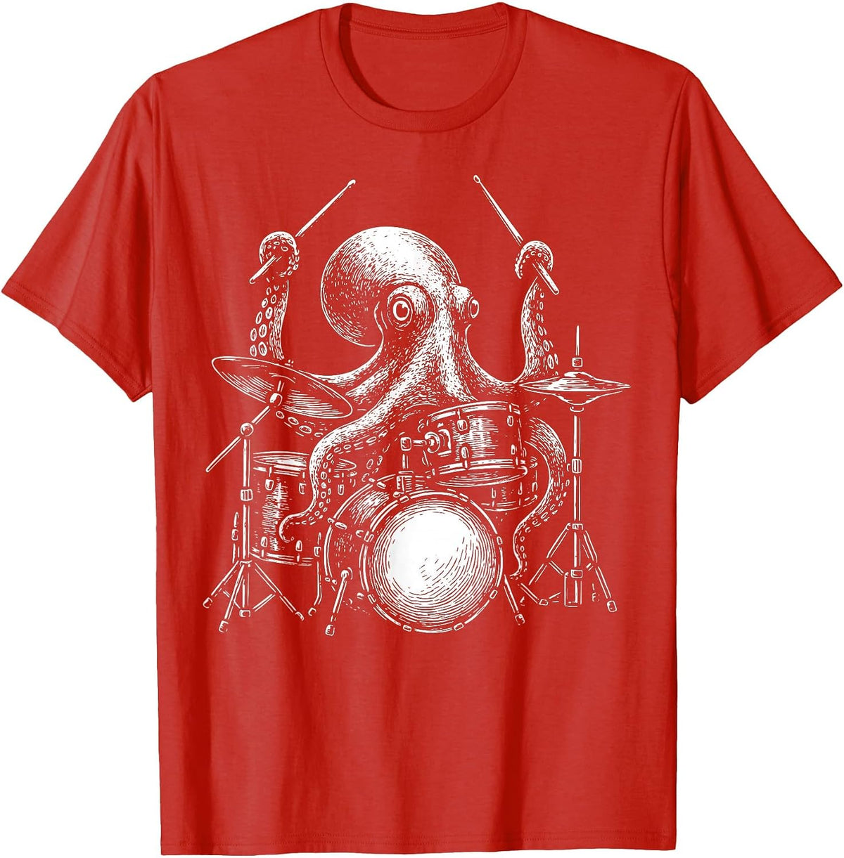 Octopus Drummer T-Shirt - Red