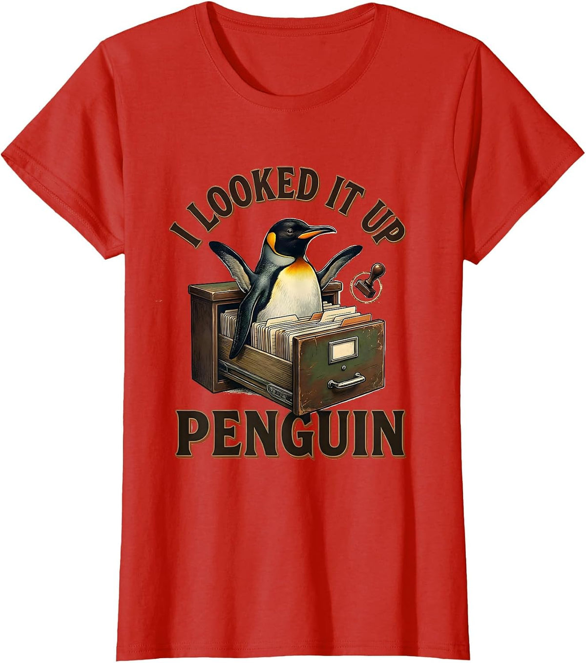 I Looked It Up: Penguin Funny Penguin Lover Vintage Animal T-Shirt - Red